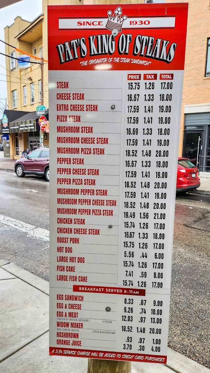 Pat's King of Steaks Menu - Image 2