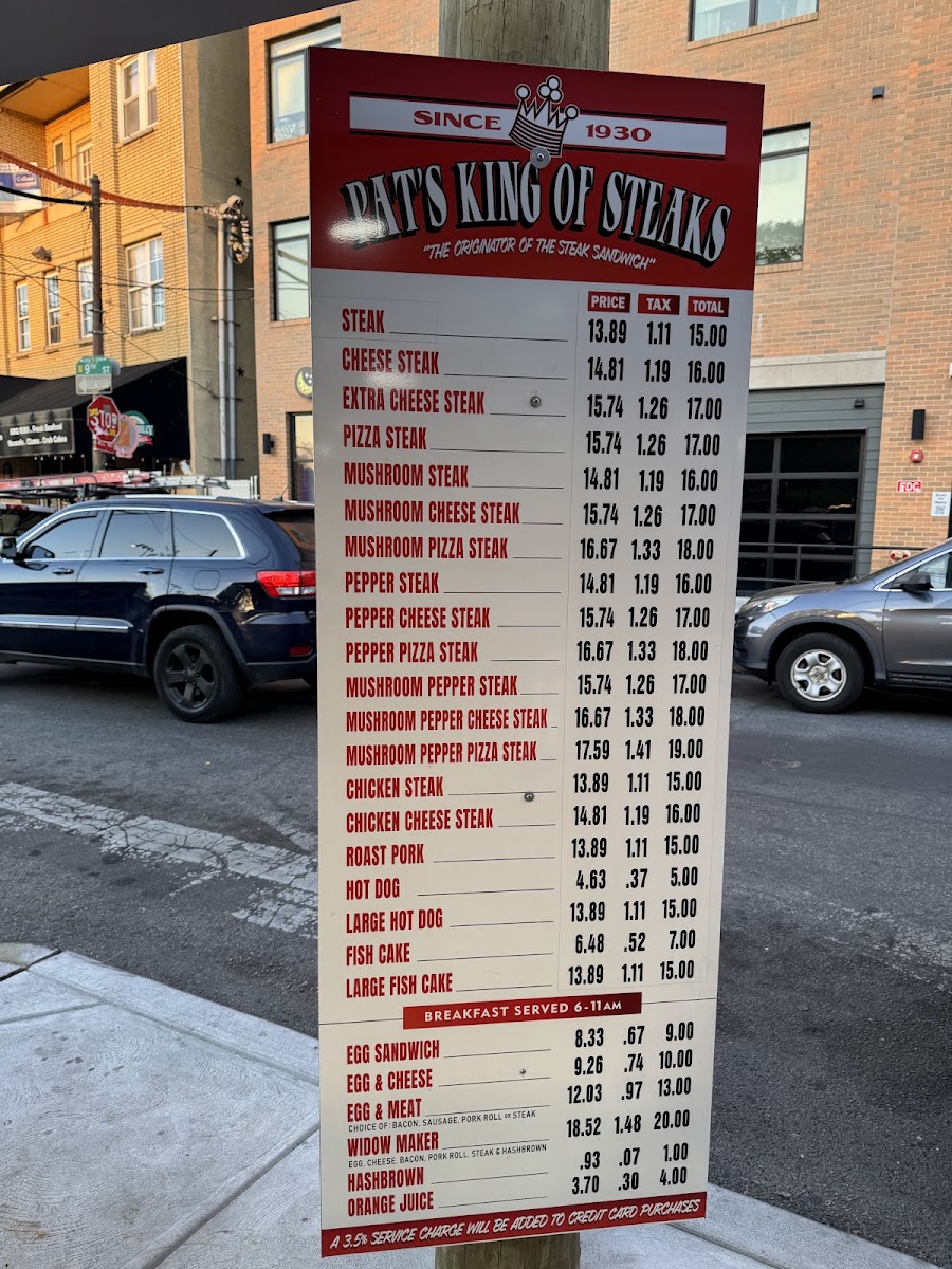 Pat's King of Steaks Menu - Image 3
